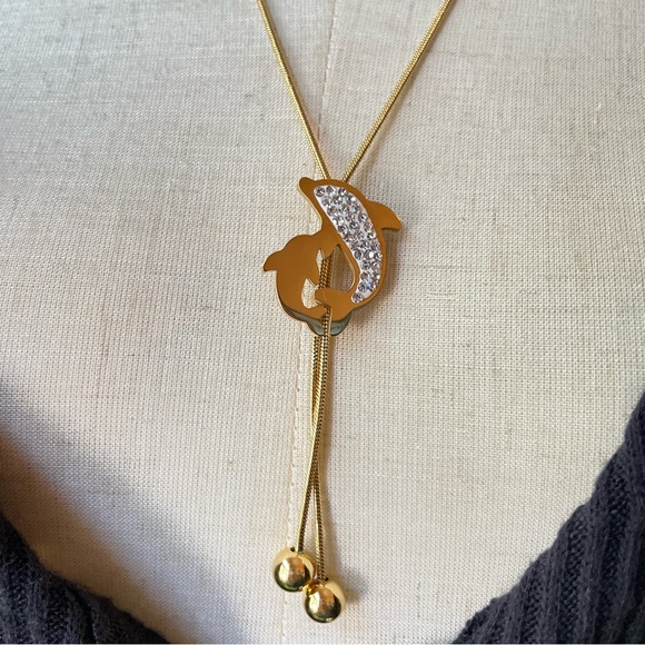 GOLD/ SILVER Dolphin 🐬 Eternity Lariat Necklace - Picture 6 of 11